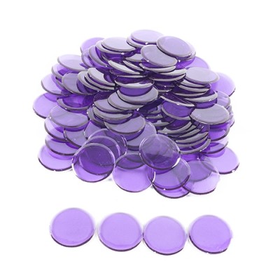 Plastic Non-Magnetic Bingo Chips - Purple - 100 Bingo Chips - 7/8 inch size   